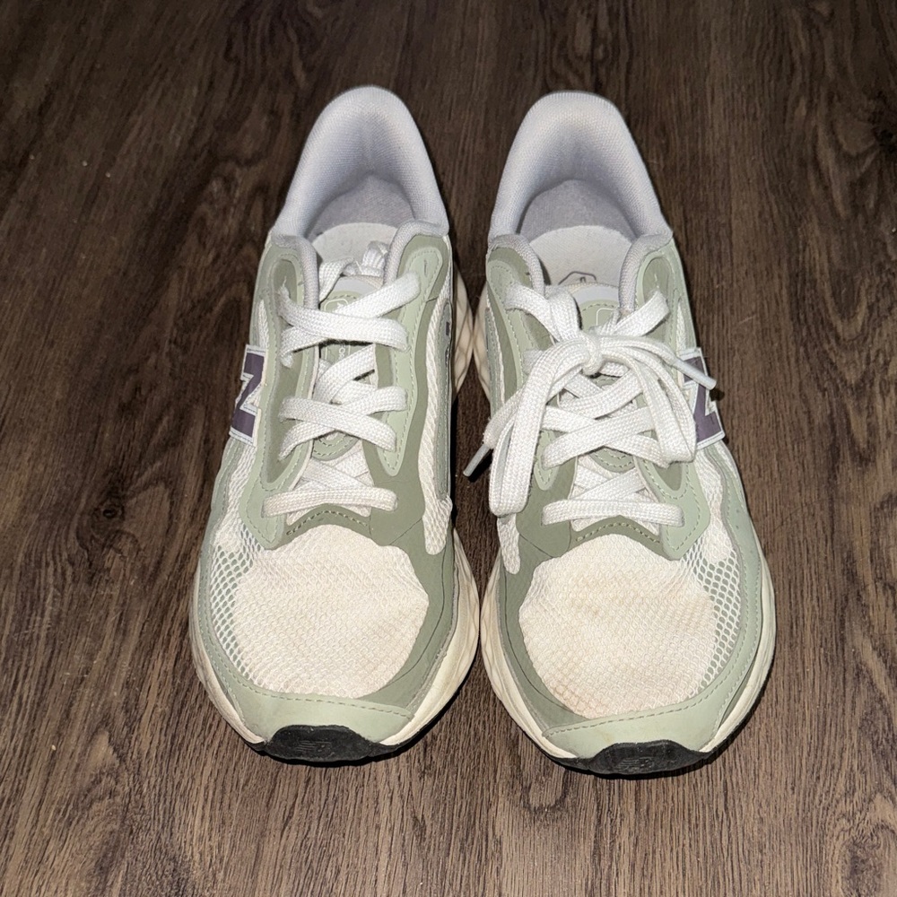 New Balance Sage Green and White Athletic Sneakers